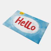 Hallo Woord Eenvoudig Blauw Deurmat (Schuin)