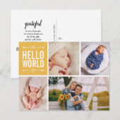 hallo World and Birth Announounement Foto Collage  Briefkaart (Voorkant / Achterkant)