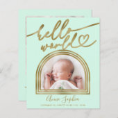 hallo World Arch Lijst Budget Geboorteaankondiging (Voorkant / Achterkant)