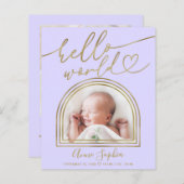 hallo World Arch Lijst Budget Geboorteaankondiging (Voorkant / Achterkant)