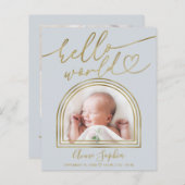 hallo World Arch Lijst Budget Geboorteaankondiging (Voorkant / Achterkant)
