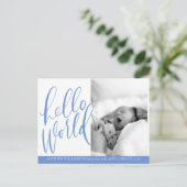 hallo World Baby Girl Birth koninklijke Kaart (Staand voorkant)