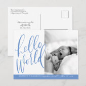 hallo World Baby Girl Birth koninklijke Kaart (Voorkant / Achterkant)