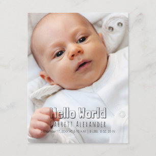 hallo World Birth Annoucement Aankondiging
