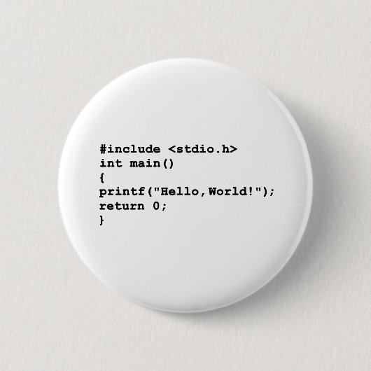 hallo World C Programmeertaal Codering Ronde Button 5,7 Cm (Voorkant)