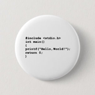 hallo World C Programmeertaal Codering Ronde Button 5,7 Cm