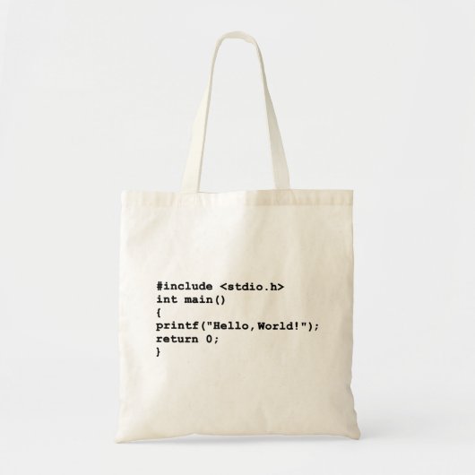 hallo World C Programmeertaal Codering Tote Bag (Voorkant)