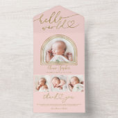 hallo World Chic Arch Lijst Geboorteaankondiging All In One Uitnodiging (Binnen)