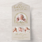 hallo World Chic Arch Lijst Geboorteaankondiging All In One Uitnodiging (Binnen)