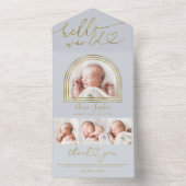 hallo World Chic Arch Lijst Geboorteaankondiging All In One Uitnodiging (Binnen)