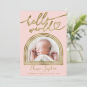 hallo World Chic Arch Lijst Geboorteaankondiging Feestdagenkaart (Staand voorkant)