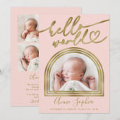 hallo World Chic Arch Lijst Geboorteaankondiging Feestdagenkaart (Voorkant / Achterkant)