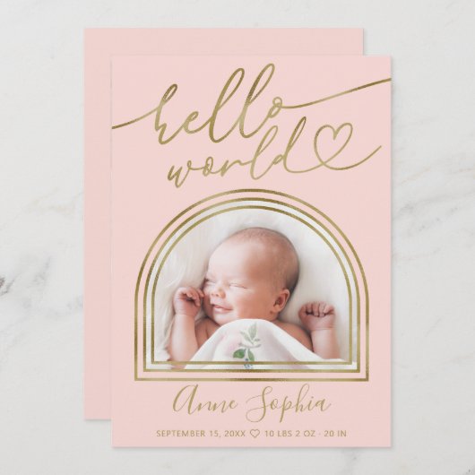 hallo World Chic Arch Lijst Geboorteaankondiging Feestdagenkaart (Voorkant / Achterkant)