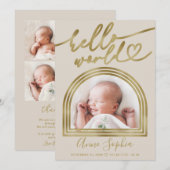 hallo World Chic Arch Lijst Geboorteaankondiging Feestdagenkaart (Voorkant / Achterkant)