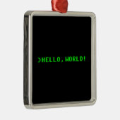 hallo World Computer Programming Metalen Ornament (Rechts)