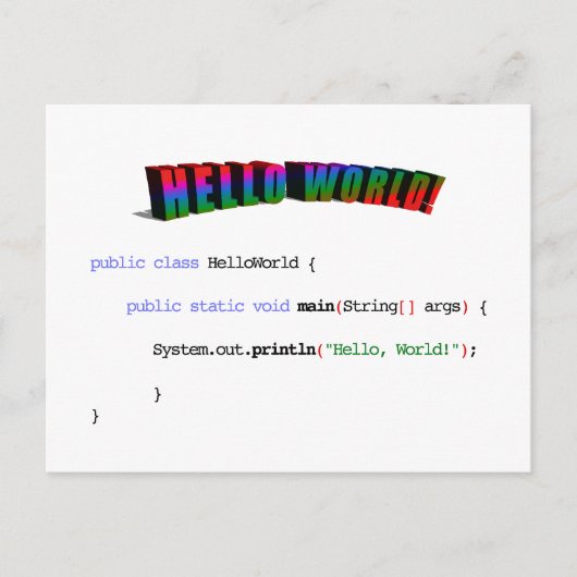 hallo World geek greTING Java Briefkaart (Voorkant)
