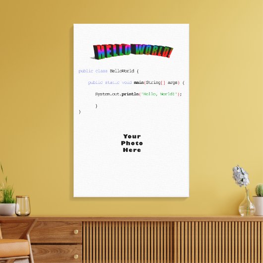 hallo World geek greTING Java Canvas Afdruk (Insitu (Woonkamer))