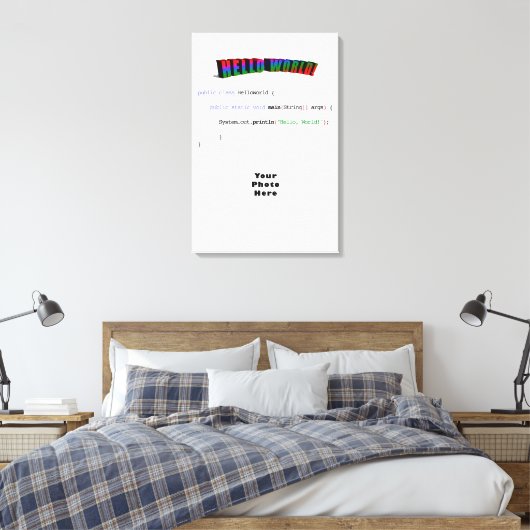 hallo World geek greTING Java Canvas Afdruk (Insitu (Slaapkamer))