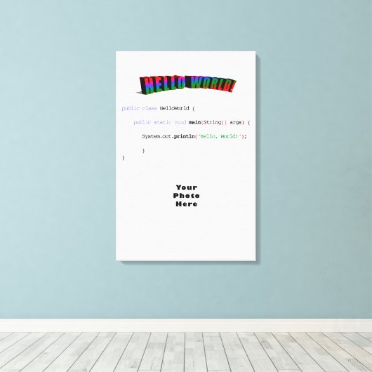 hallo World geek greTING Java Canvas Afdruk (Insitu (Houten vloer))
