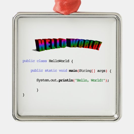 hallo World geek greTING Java Metalen Ornament (Voorkant)