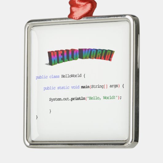 hallo World geek greTING Java Metalen Ornament (Links)