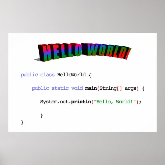 hallo World geek greTING Java Poster (Voorkant)