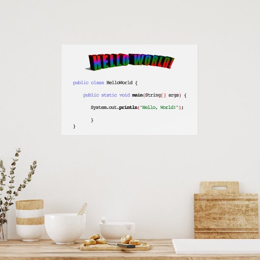 hallo World geek greTING Java Poster (Keuken)