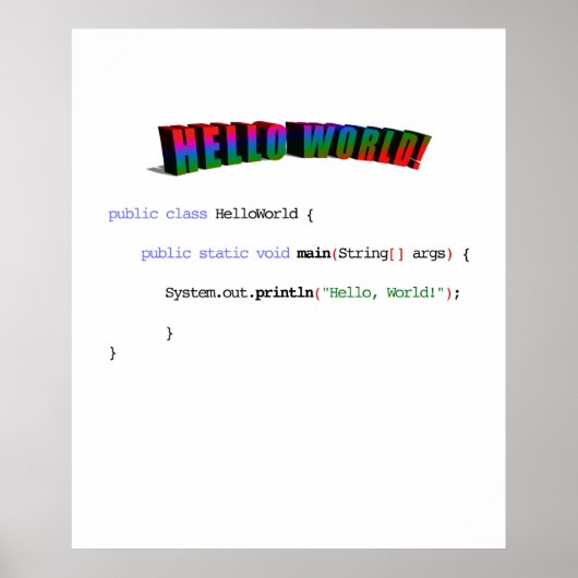 hallo World geek greTING Java Poster (Voorkant)