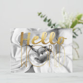 Hallo World Gold Foil Baby Aankondiging | Foto (Staand voorkant)