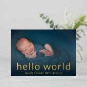 Hallo World Gold Fotocollage Baby Aankondiging (Staand Voorkant)