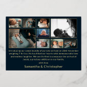 Hallo World Gold Fotocollage Baby Aankondiging (Achterkant)