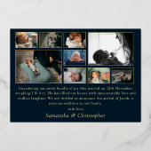 Hallo World Gold Fotocollage Baby Aankondiging (Achterkant)