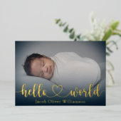 Hallo World Gold Fotocollage Baby Aankondiging (Staand Voorkant)