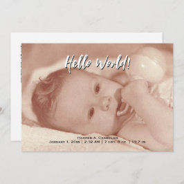 hallo World Jouw tekst and Baby Photo Template Aankondiging