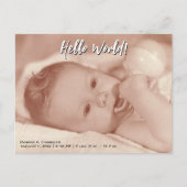 hallo World Jouw tekst and Baby Photo Template Aankondigingskaart (Voorkant)