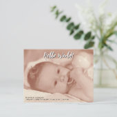 hallo World Jouw tekst and Baby Photo Template Aankondigingskaart (Staand voorkant)
