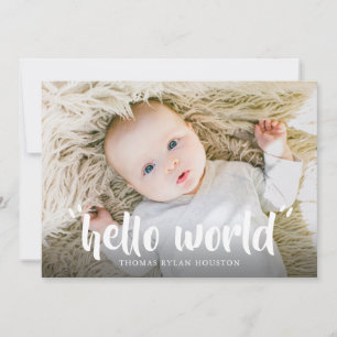 hallo World New Baby Birth kondiging Feestdagenkaart