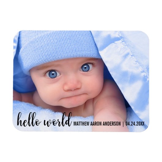 hallo World New Baby Modern kondiging Magneet (Horizontaal)