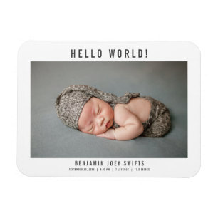hallo World Newborn Baby Boy Girl Modern Foto Magneet