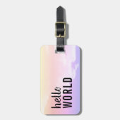 hallo World Pastel Pink Paars Bagagelabel (Voorkant verticaal)
