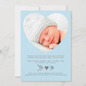 hallo World Photo Heart Lijst Blue Boy Birth Aankondiging (Achterkant)