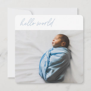'Hallo World' roze script - Baby koninklijke kaart