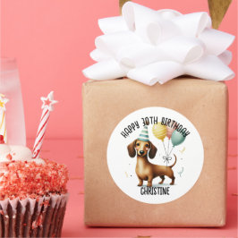 hallo worstelhond dachshond hondenliefhebber verja ronde sticker