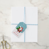 Hallo Wuiven op Kerstman Winter Forest Kerstmis Cadeaulabel (Met Touw)