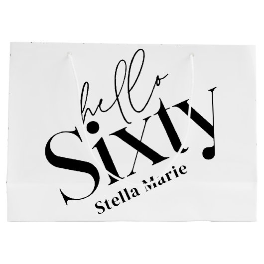 Hallo Xty moderne minimale elegante 60ste verjaard Groot Cadeauzakje (Achterkant)