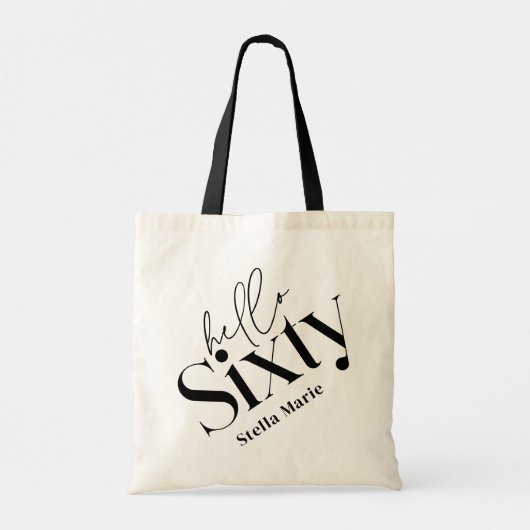 Hallo Xty moderne minimale elegante 60ste verjaard Tote Bag (Achterkant)