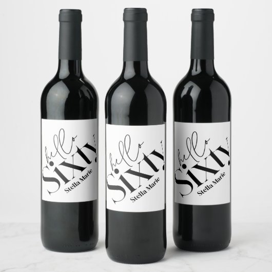 Hallo Xty moderne minimale elegante 60ste verjaard Wijn Etiket (Flessen)