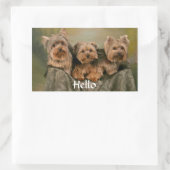hallo Yorkshire Terrier Puppy Dog Greeting Sticker (Tas)