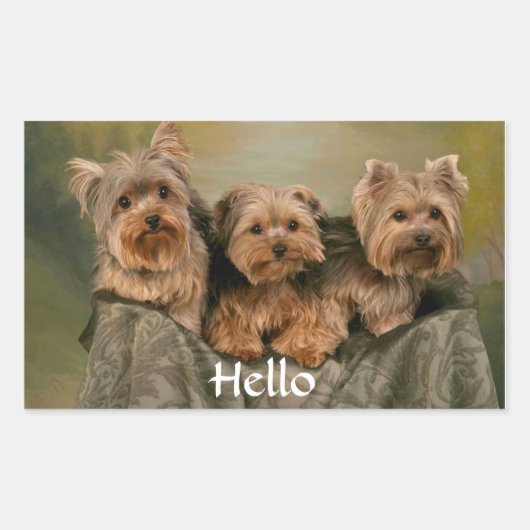 hallo Yorkshire Terrier Puppy Dog Greeting Sticker (Voorkant)