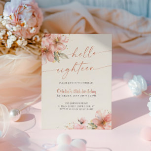 Hallo Zacht roze Floral? Achttien 18e verjaardag Kaart